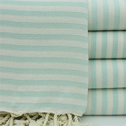 Buy a Handmade Turkish Beach Towel, Super Soft Quick Drying Cotton in Aqua & White Stripe, 70” x 36” at The Surf Haberdashery