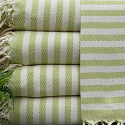 Buy a Handmade Turkish Beach Towel, Super Soft Quick Drying Cotton in Olive & White Stripe, 70” x 40” at The Surf Haberdashery