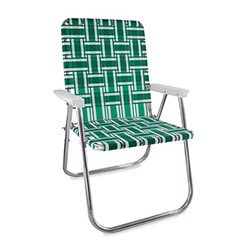 Buy a Classic Aluminum Lawn Chair, in Green & White Stripe at The Surf Haberdashery