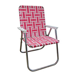 Buy a Classic Aluminum Lawn Chair, in Pink & White Stripe at The Surf Haberdashery