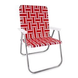 Buy a Magnum Aluminum Lawn Chair, in Red & White Stripe at The Surf Haberdashery