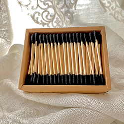Buy Cotton Swabs on Bamboo Sticks Refill, in a Paper Box, 200 Black Swabs at The Surf Haberdashery