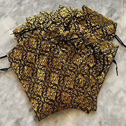 Buy a Damask Organza Bag, in Black & Gold, 4” x 6.5” at The Surf Haberdashery
